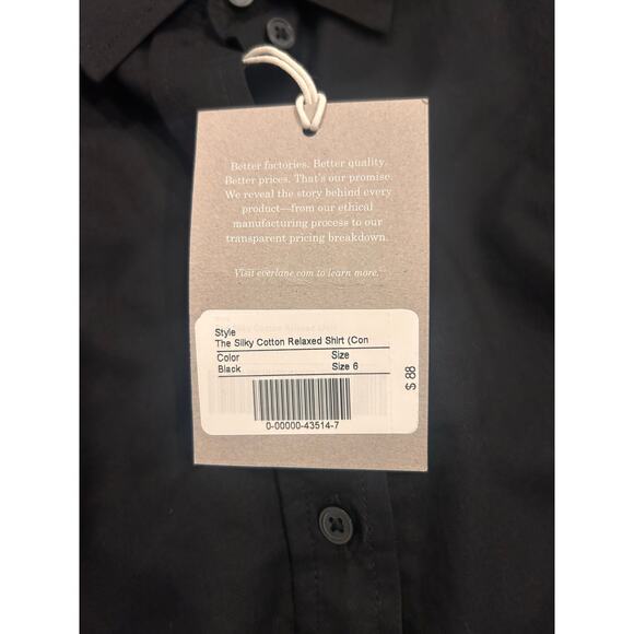EVERLANE THE MUST-HAVE SHIRT IN SILKY COTTON Black Size 6 NWT - Picture 7 of 7